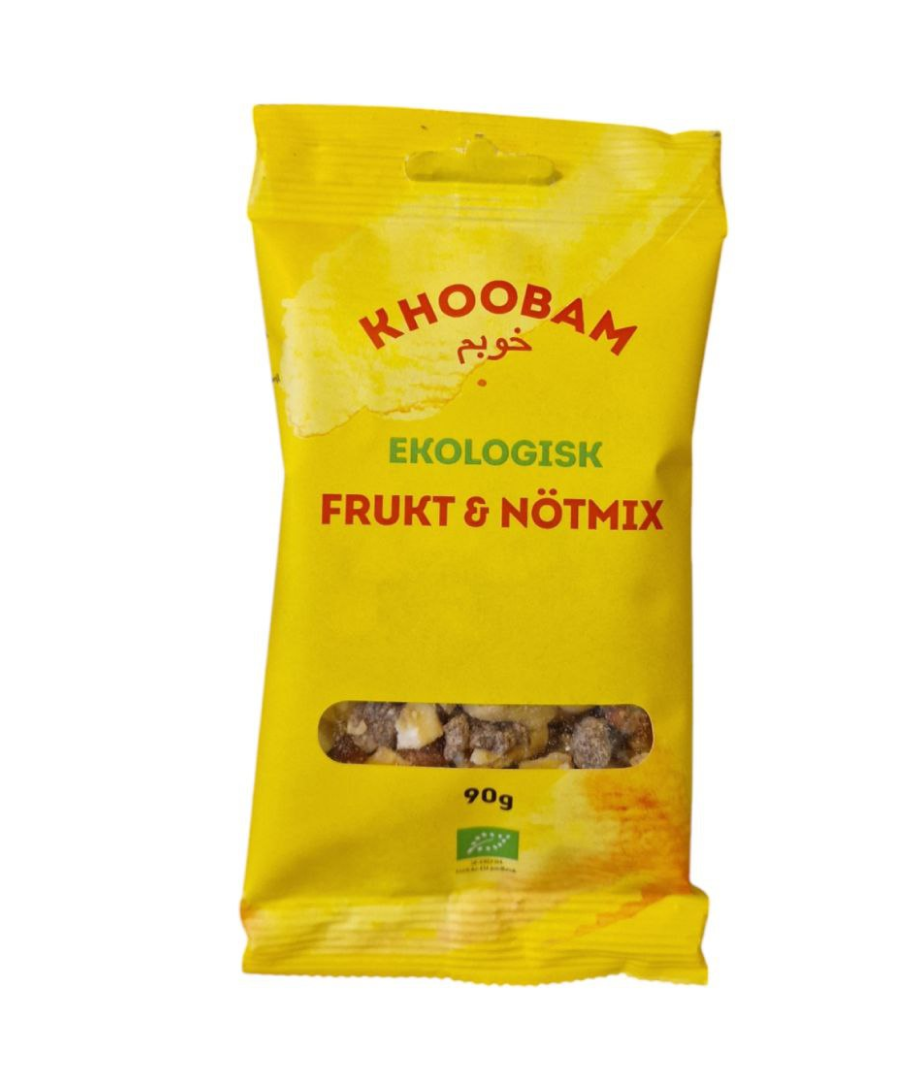 Frukt och nötmix EKO 90g – Ekologiskt mellanmål i portionsförpackning för butik