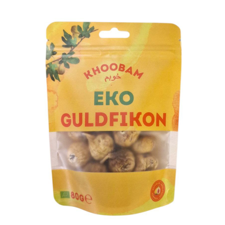 Torkade guldfikon EKO 80g i 20st – Ekologiskt mellanmål för detaljhandel