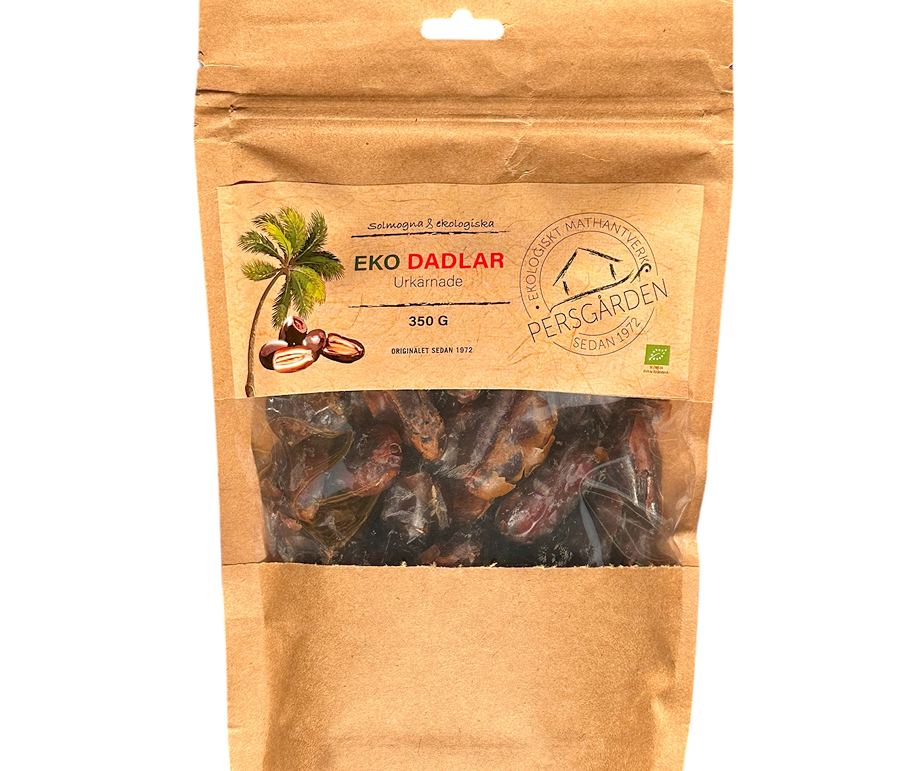 Soltorkade urtkärnade dadlar EKO 350g x 12st – Naturligt snack för butik
