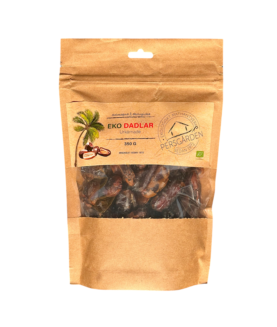 Soltorkade urtkärnade dadlar EKO 350g x 12st – Naturligt snack för butik
